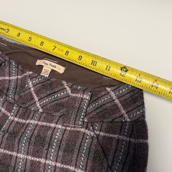 Free People Women’s Mauve Wool Blend Plaid Trousers Size 0 - Picture 11 of 13